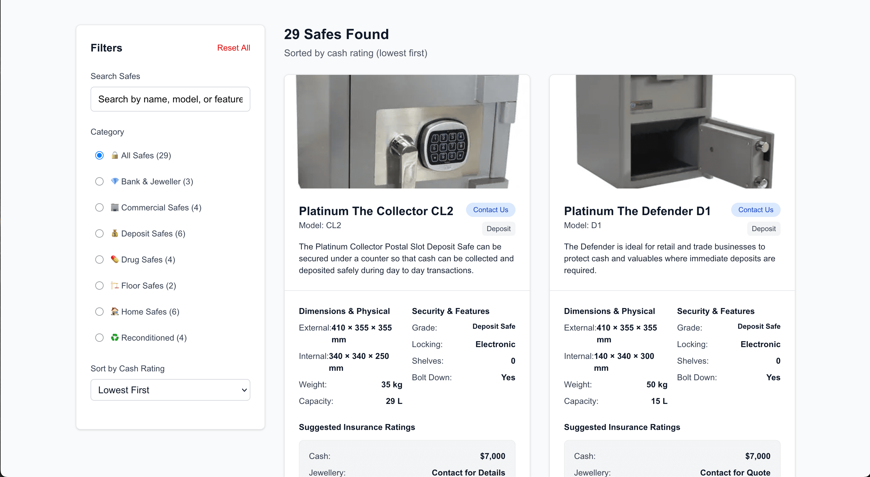 Safe product page