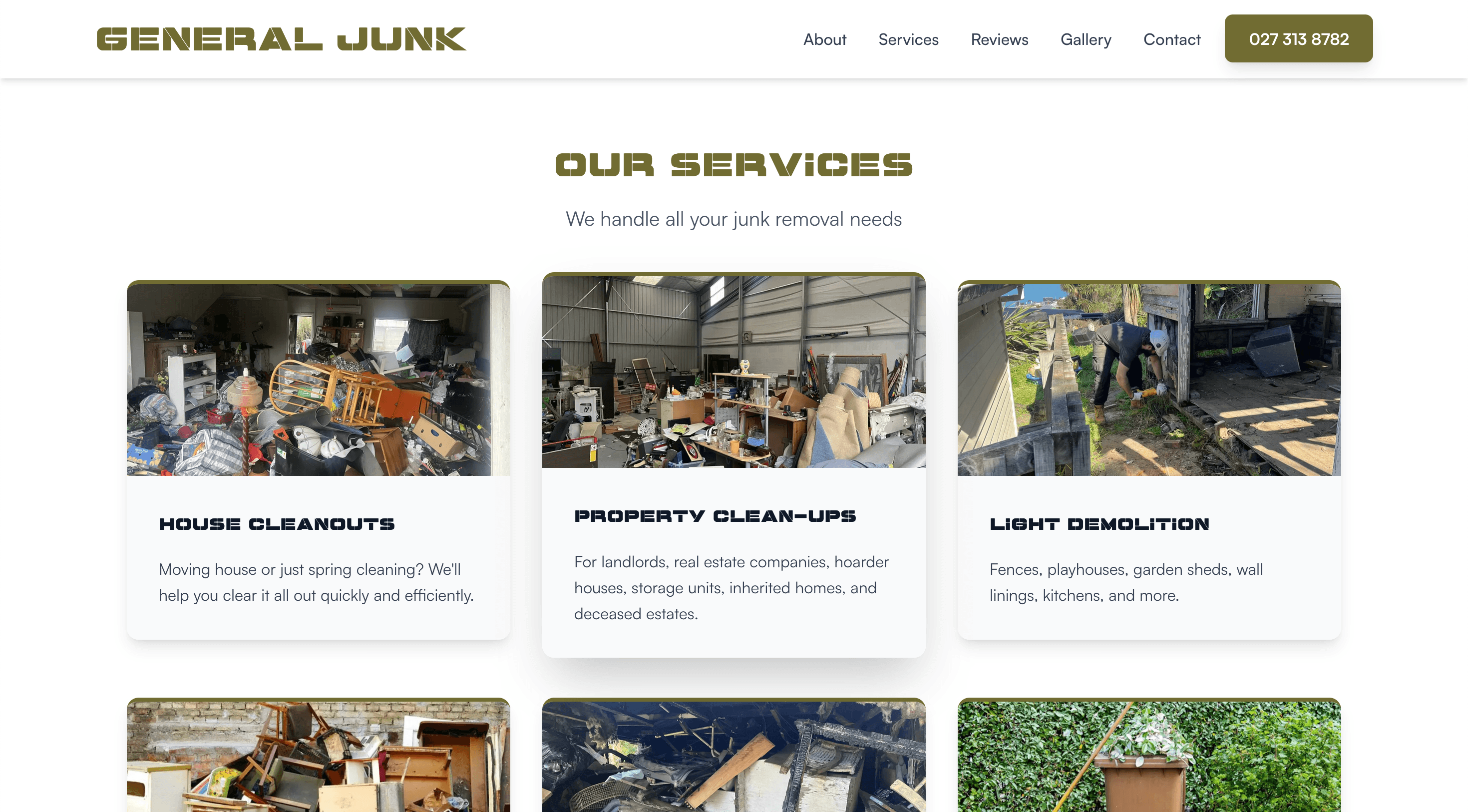 General Junk booking page