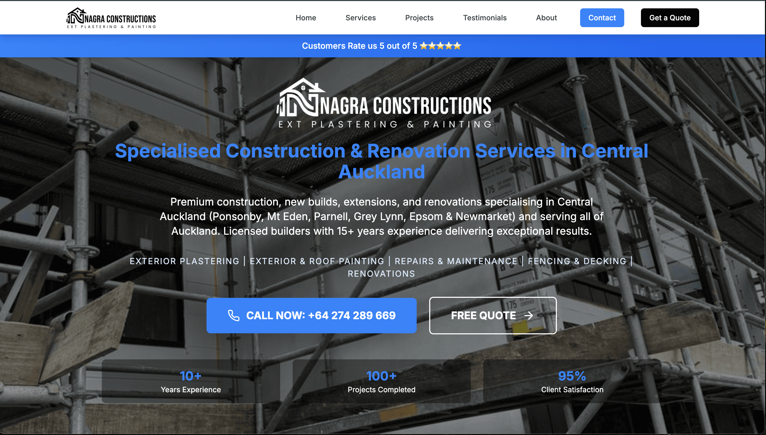 Nagra Constructions Auckland building and renovation website home page