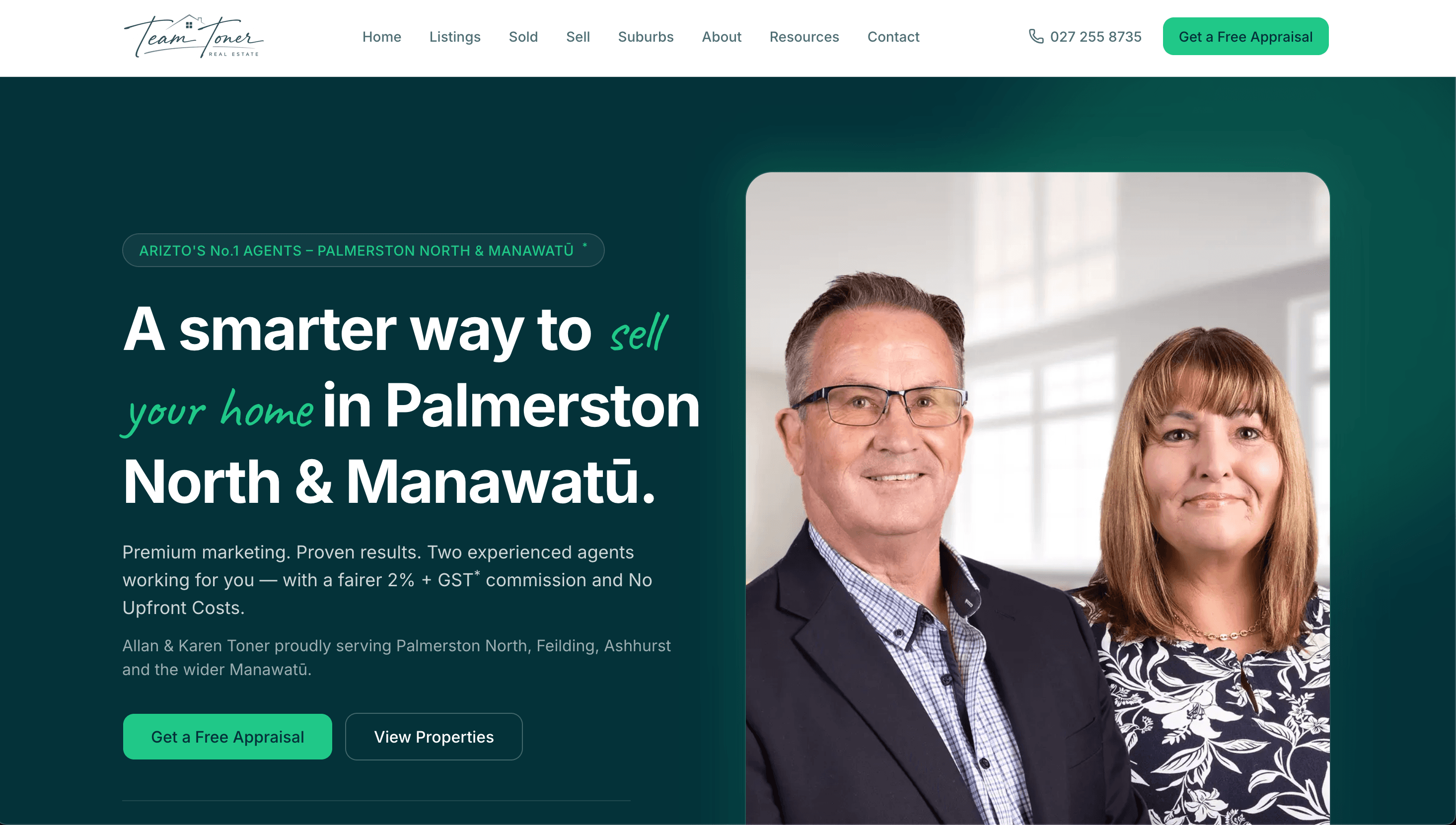 Team Toner Palmerston North real estate agents website home page