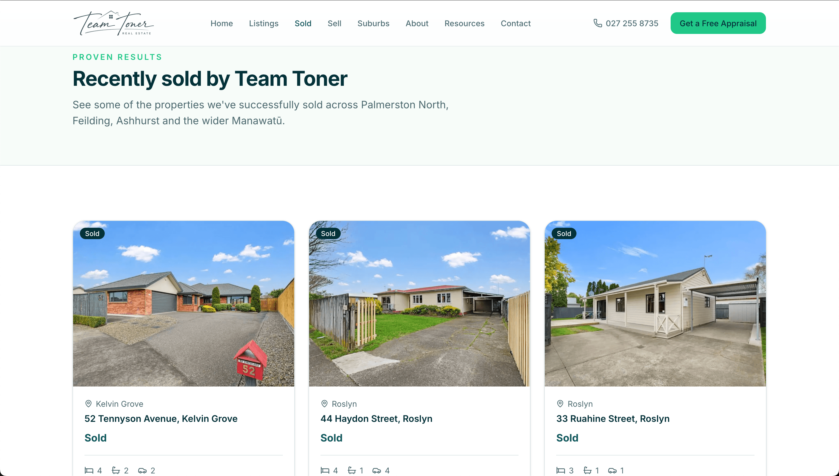 Team Toner property listings page