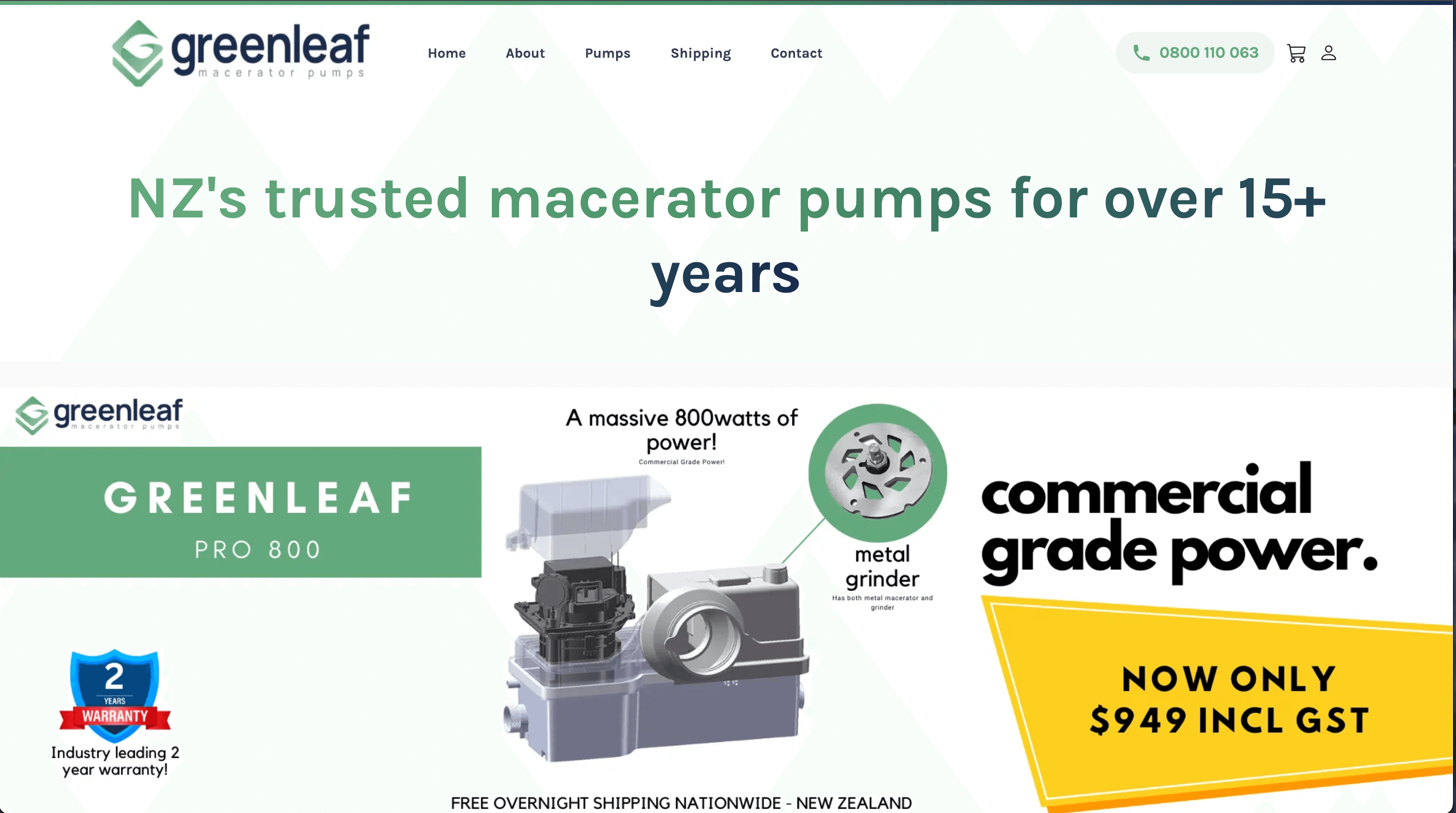 Greenleaf Pumps industrial site home page