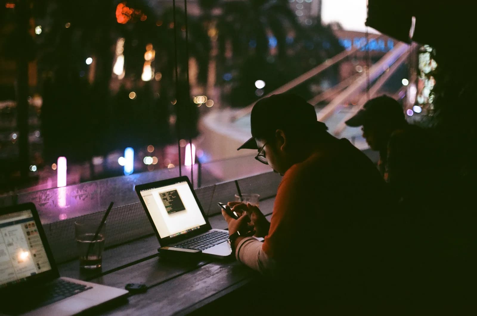 Person working alone on a laptop late at night